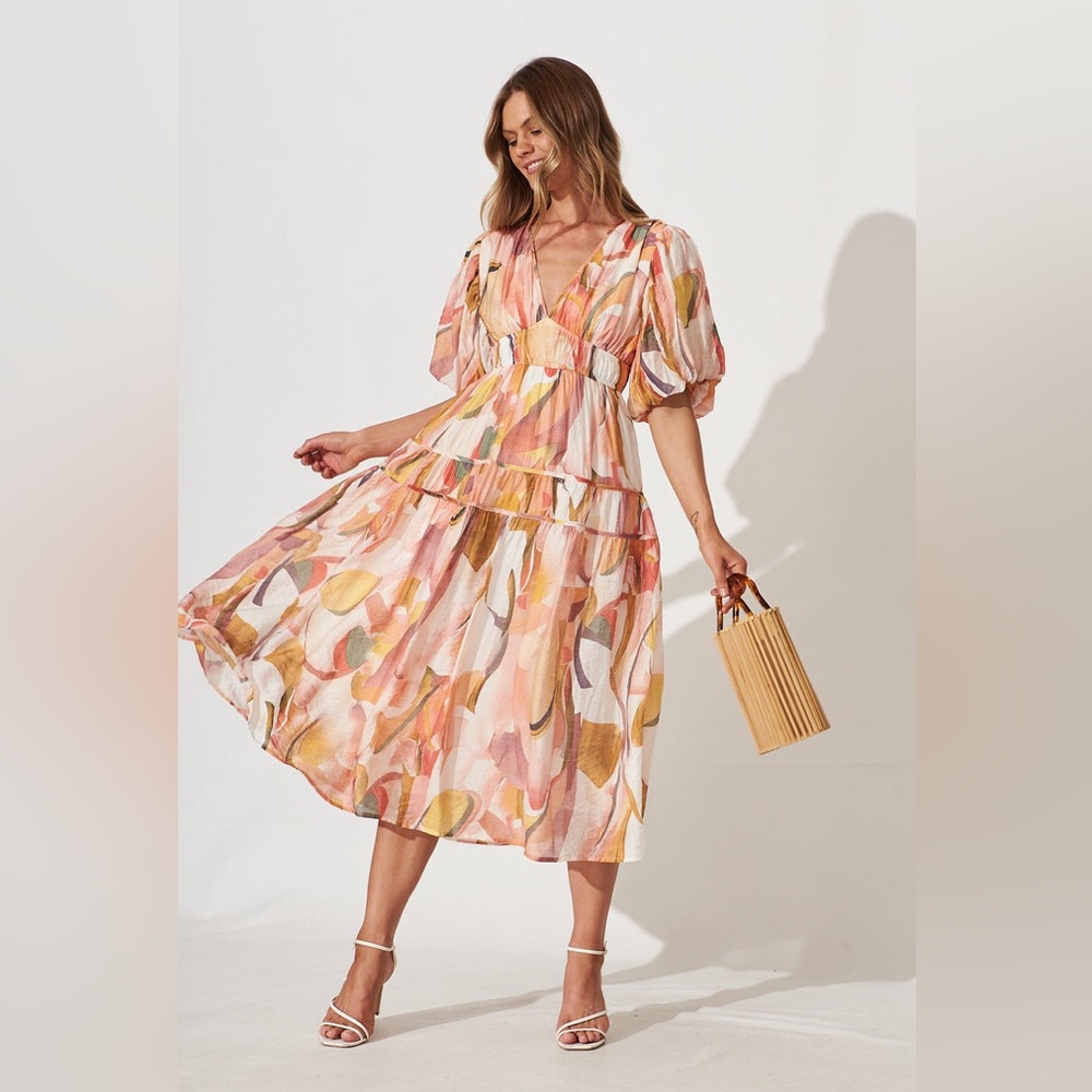 Elegant Multicolor Midi Dress